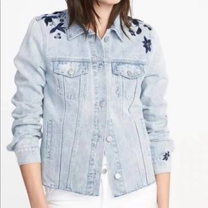 Old Navy Embroidered Jean Jacket